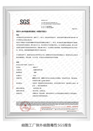 细胞工厂体外细胞毒性SGS报告